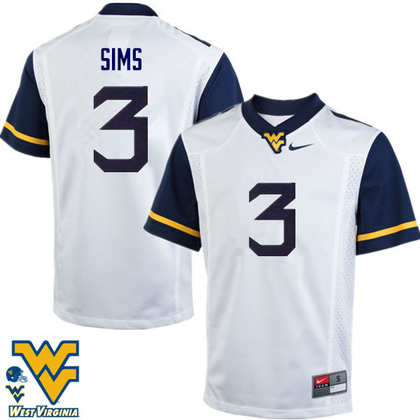 Men #3 Charles Sims West Virginia Mountaineers College Football Jerseys-White - Click Image to Close